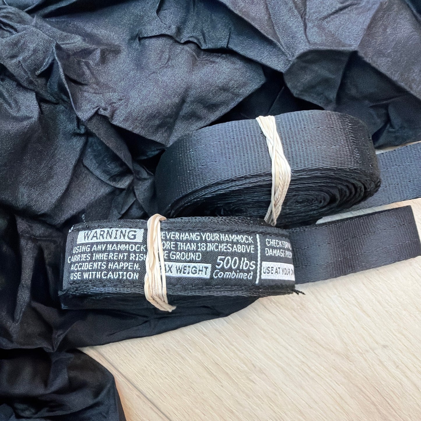 Wise Owl Outfitters DoubleOwl Camping Hammock Black Gray Straps & Carabiners