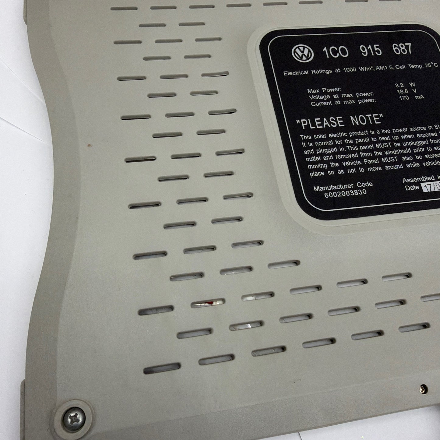 VW Volkswagen 1C0 915 687 Solar Battery Trickle Charger Panel 12V