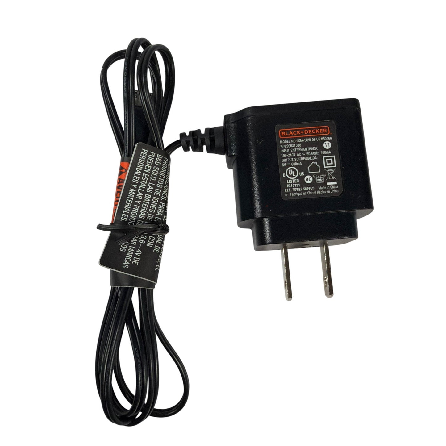 BLACK+DECKER SSA-5CVI-05 US 050060 5V 600mA Charger Power Supply Adapter
