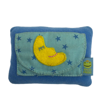 Rich Frog Blue Plush Coin Purse Pouch Moon & Stars Approx 4 x 3 x 2 in