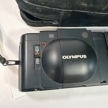 Olympus XA 35mm Film Camera with A11 Flash and Case For Parts/Repair
