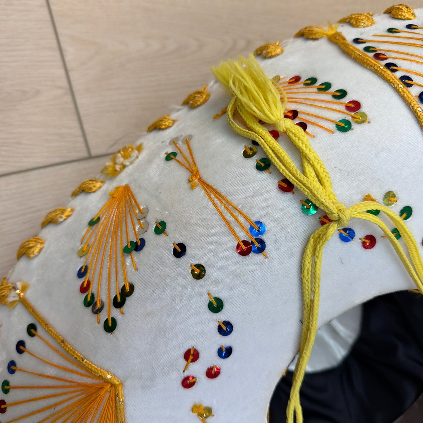Pigalle XXXXX White Charro Sombrero Hat with Gold Trim and Sequins 23 in