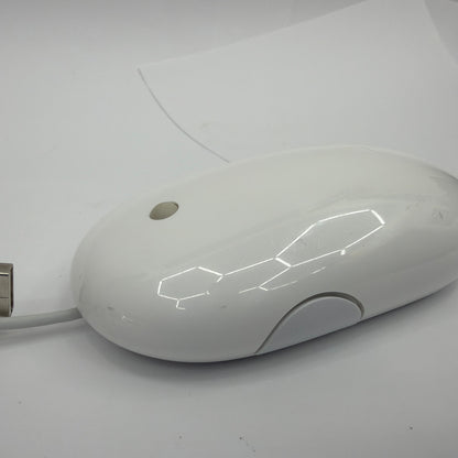 Apple Mighty Mouse A1152 Wired USB Mouse White Tested Working