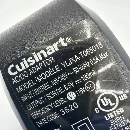 Cuisinart YLJXA-T065018 AC/DC Adapter 6.5V 180mA Power Supply