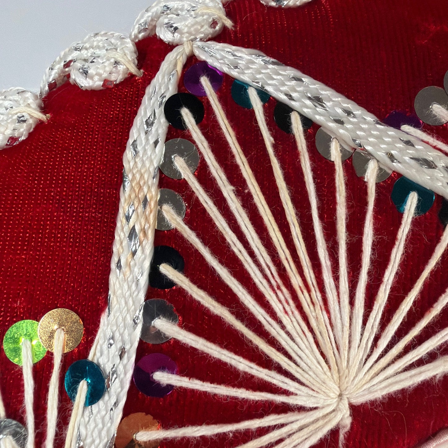 Sombreros Sanchez Red Velvet Charro Sombrero Hat Silver Trim Sequins 15in