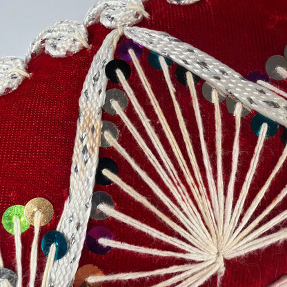 Sombreros Sanchez Red Velvet Charro Sombrero Hat Silver Trim Sequins 15in