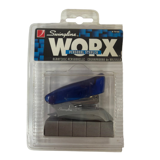 Swingline WORX Personal Stapler 79168 Blue Gray With Staples