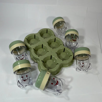 Baby Bullet Baby Food Storage Cups Set of 6 with Tray Green/Cream