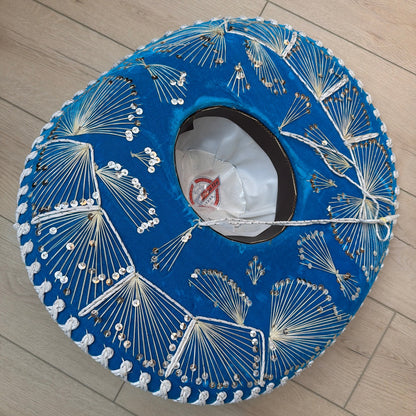 Pigalle XXXXX Blue Sequin Sombrero Hat 23 in Diameter