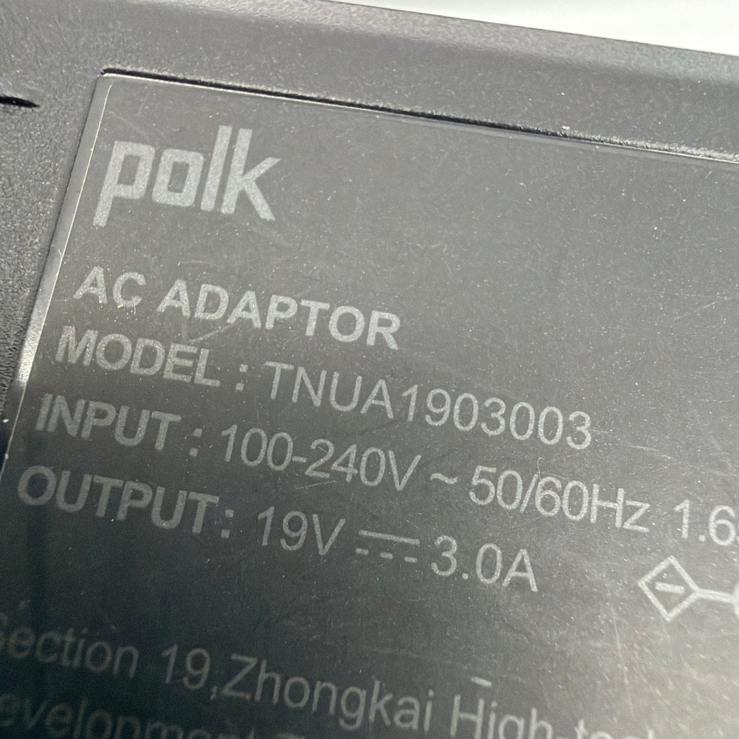 Polk TNUA1903003 AC Adapter 19V 3A Power Supply With Cord