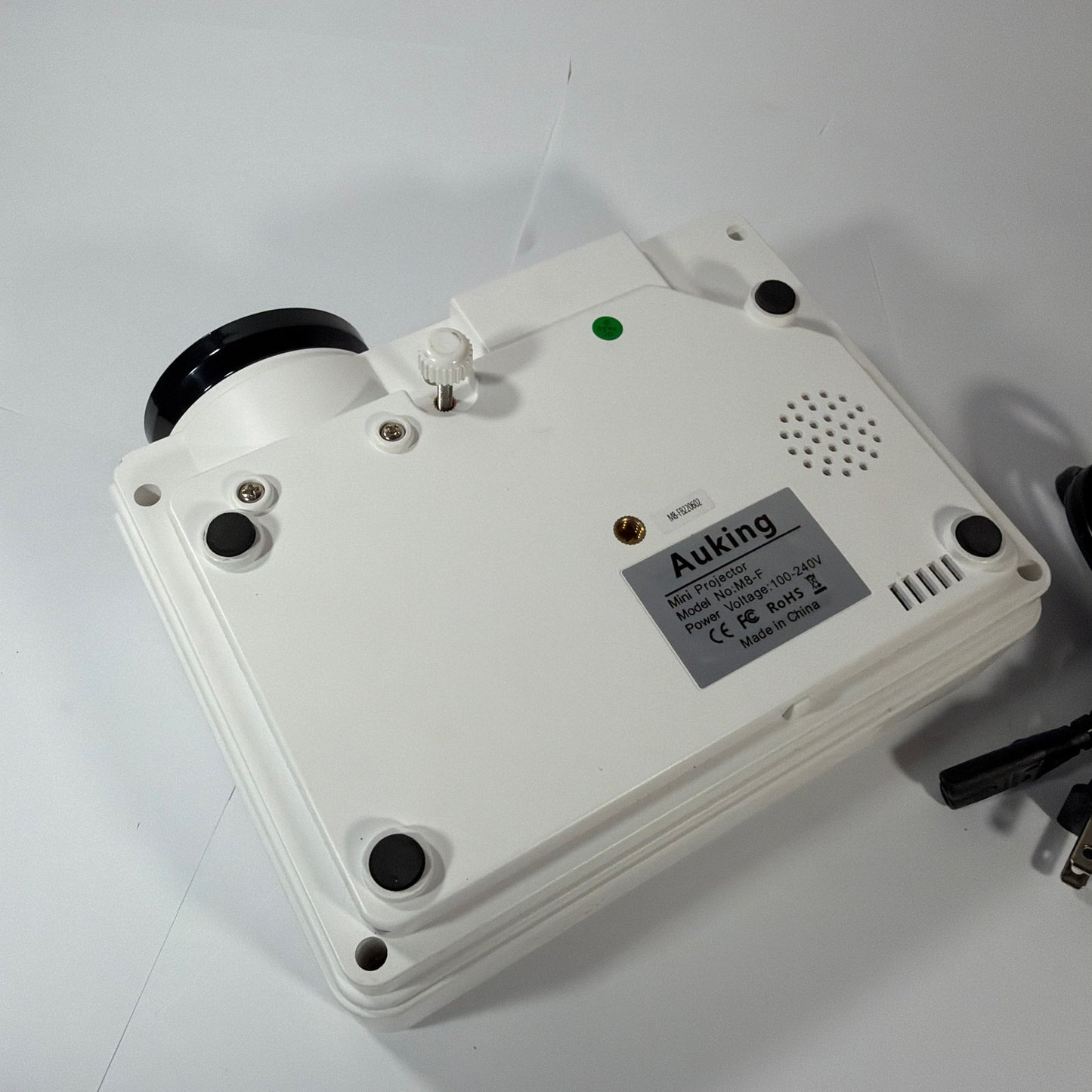 Auking M8-F Mini LED Projector White Tested Working With Power Cord