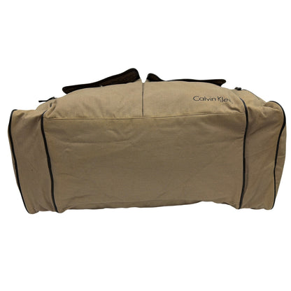 Calvin Klein Tan Canvas Travel Duffle Bag with Black Trim Gift With Purchase