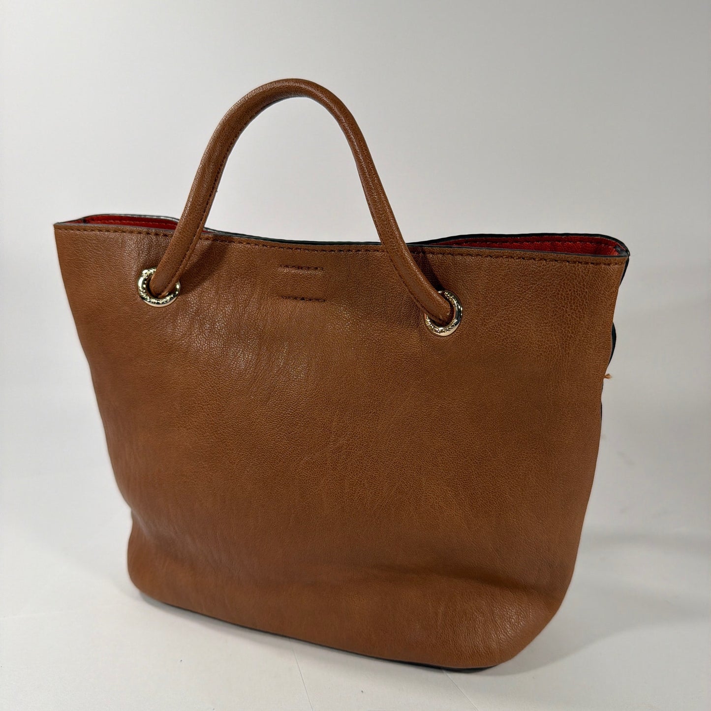 Calvin Klein Brown Tote Handbag with Orange Interior Approx 9 x 7 x 3