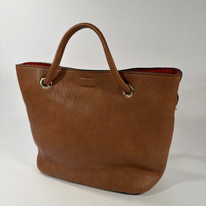 Calvin Klein Brown Tote Handbag with Orange Interior Approx 9 x 7 x 3