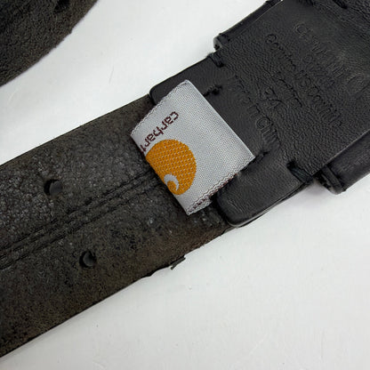 Carhartt Black Leather Belt Size 34 Double-Prong Buckle