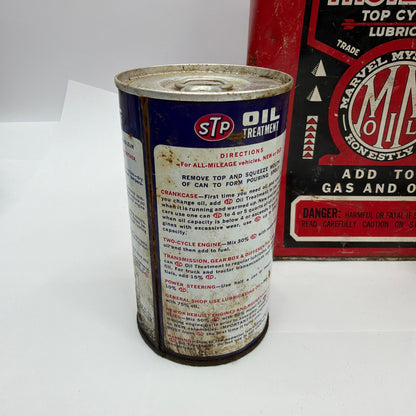 Vintage Oil Can Lot Marvel Mystery Oil Pennzoil STP Treatment Tins Movie Prop