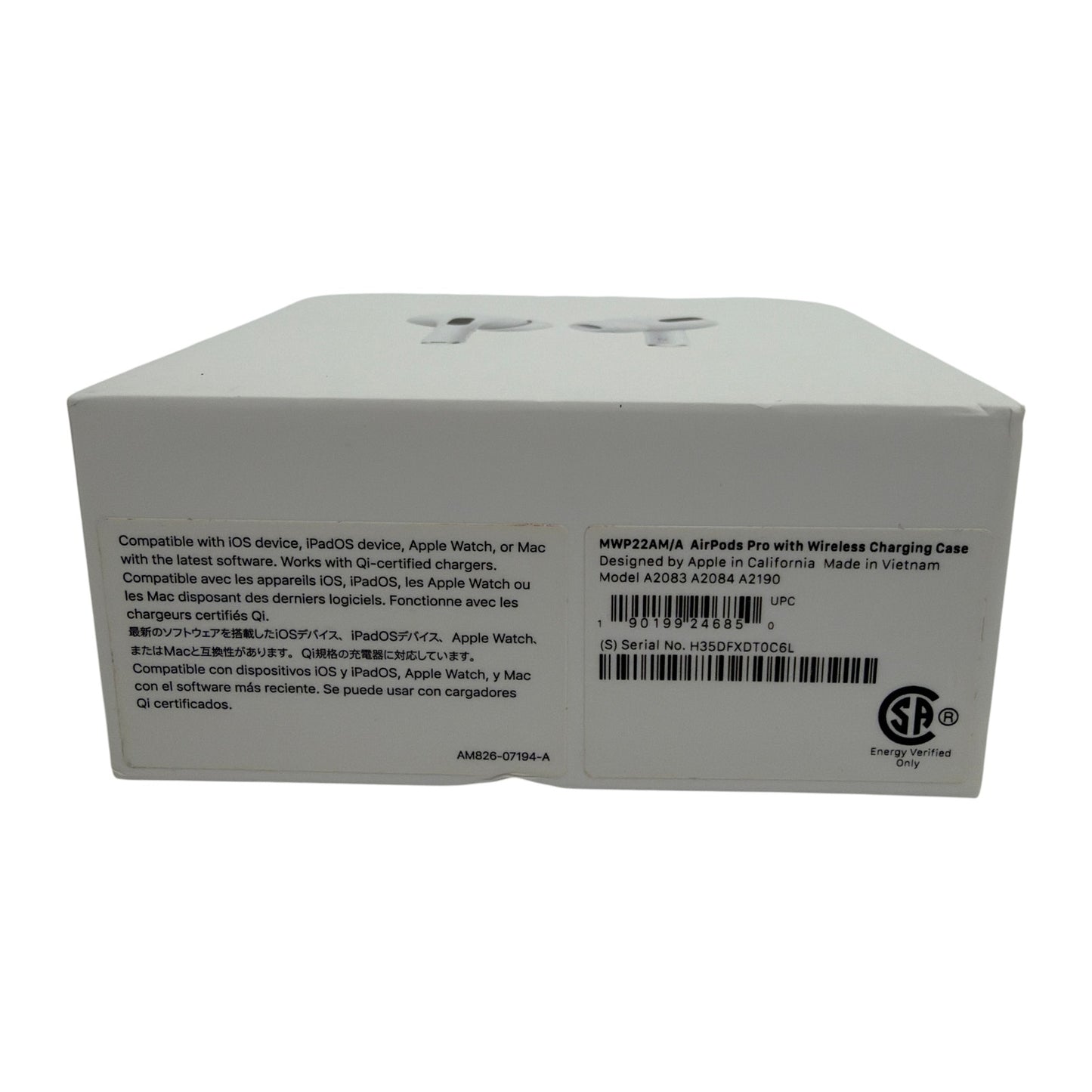 Apple AirPods Pro Retail Box Only MWP22AM/A