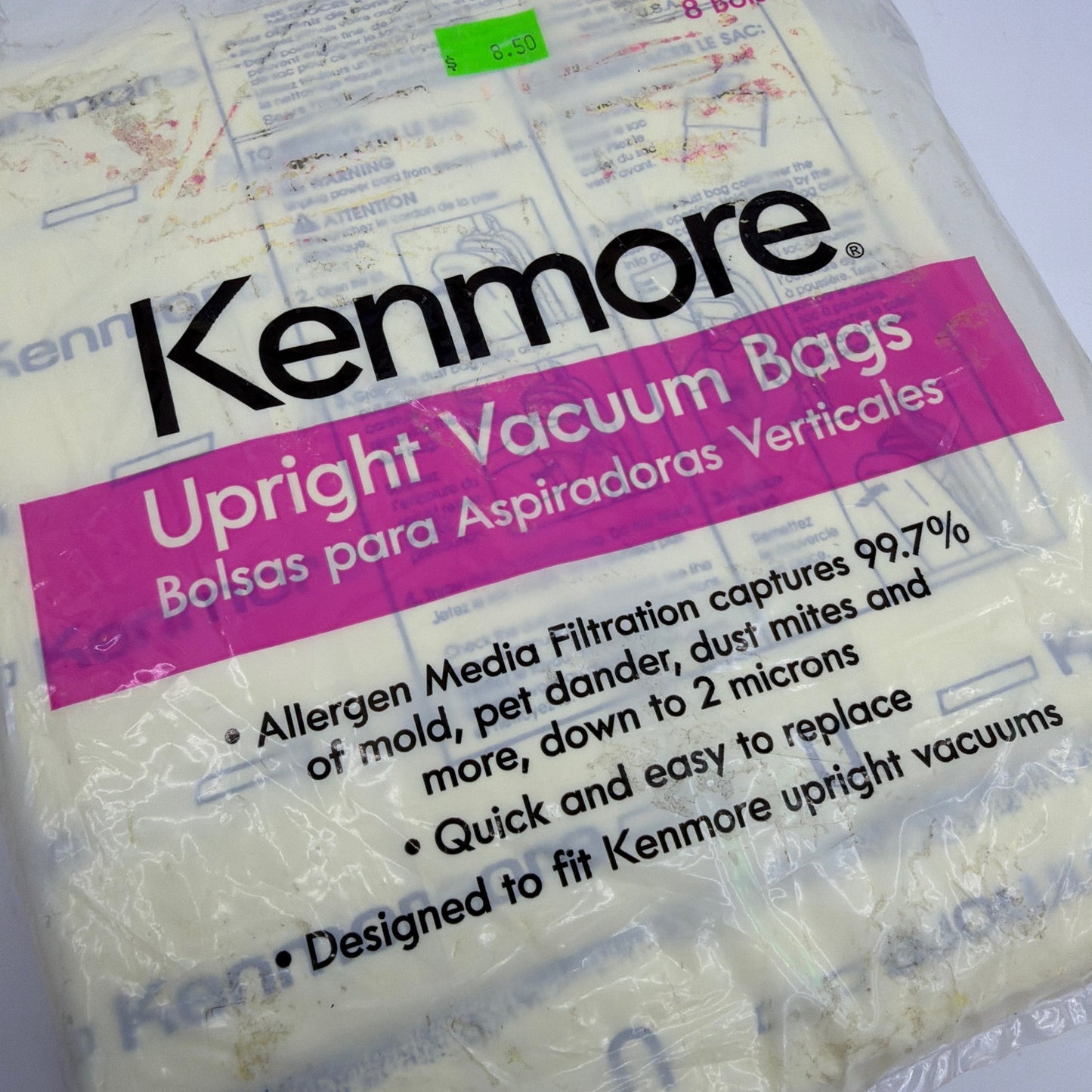 Kenmore 50105 Upright Vacuum Bags Style U Allergen Filtration 8-Pack