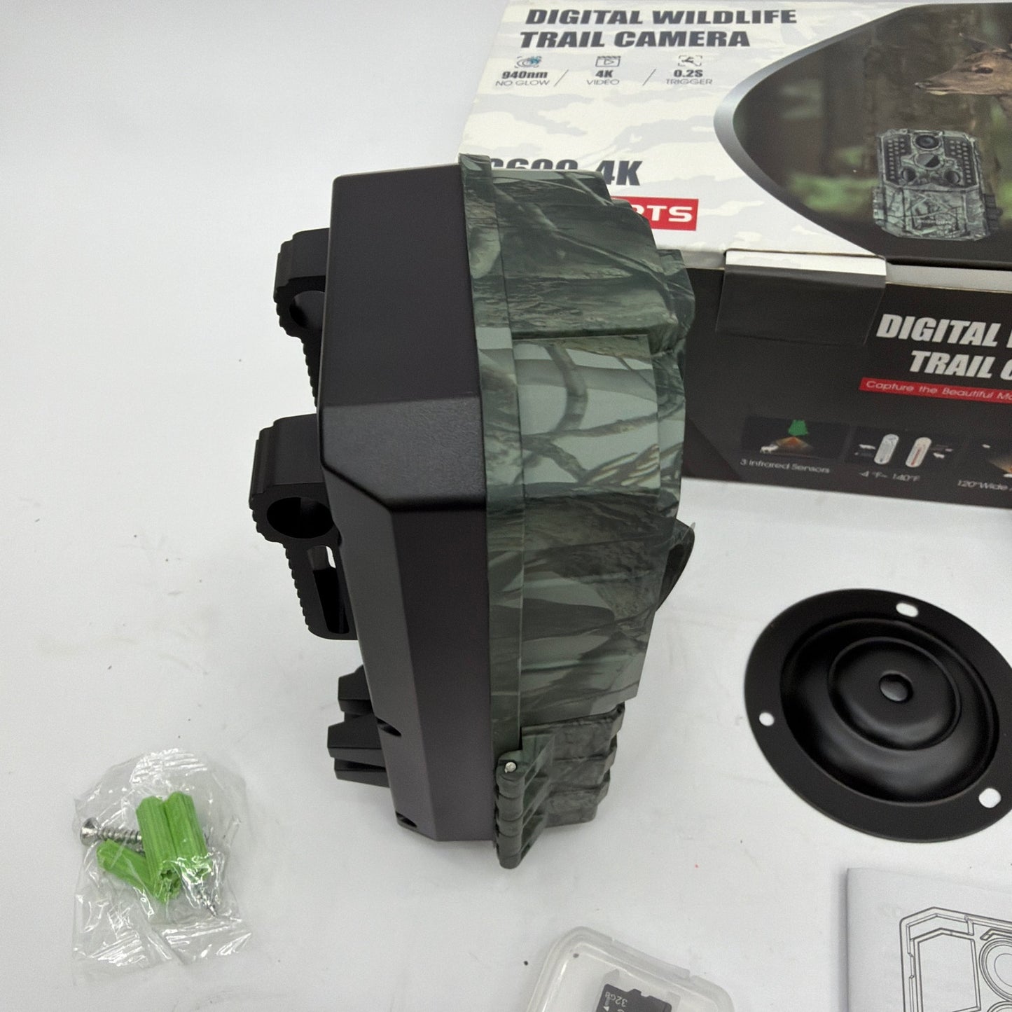 WOSPORTS G600 4K Digital Wildlife Trail Camera Camo with 32GB microSD