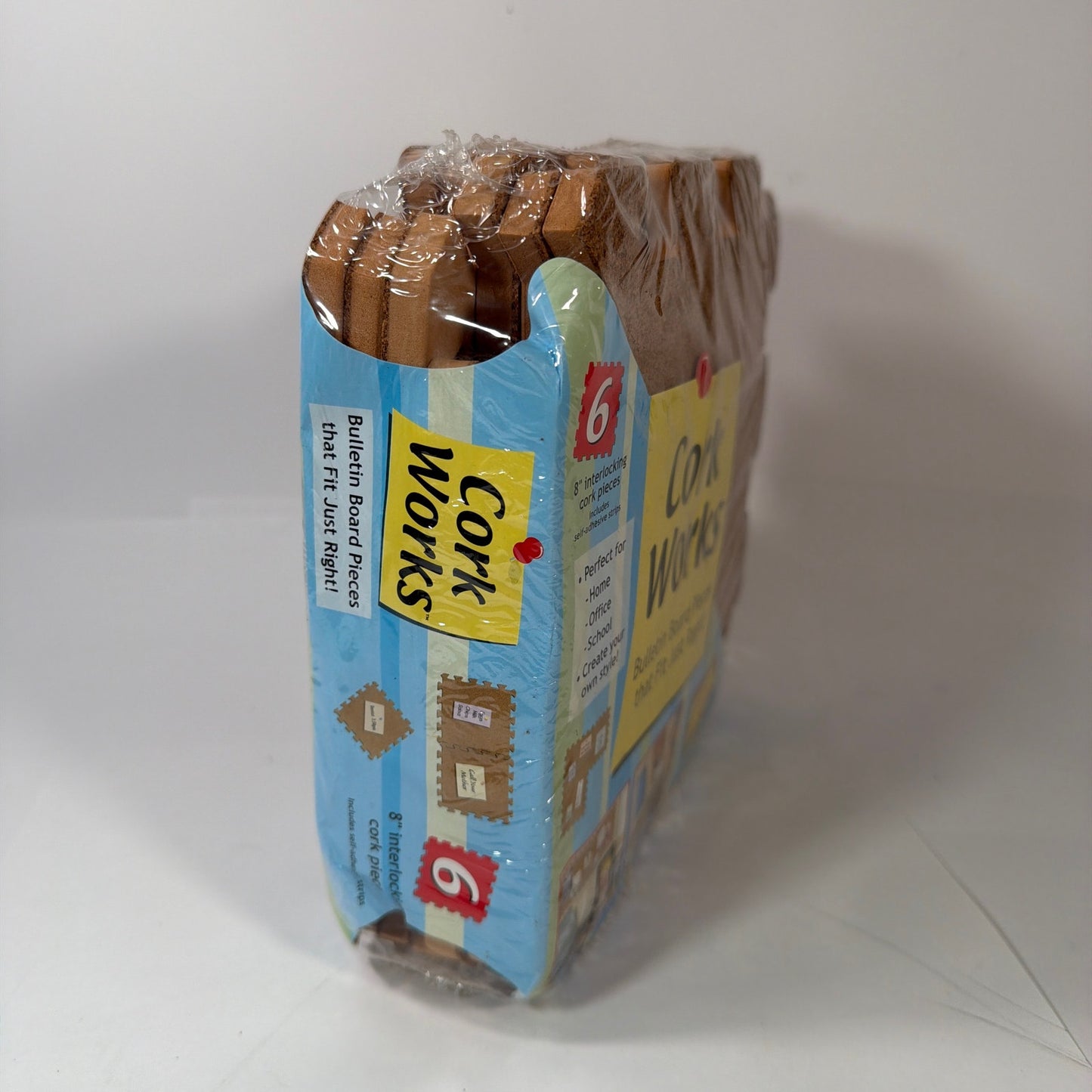 Cork Works Interlocking Cork Bulletin Board Pieces 6-Pack 8 in Tiles 16x24