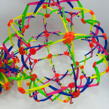 Lot of 2 Expanding Plastic Fidget Sphere Balls Multicolor