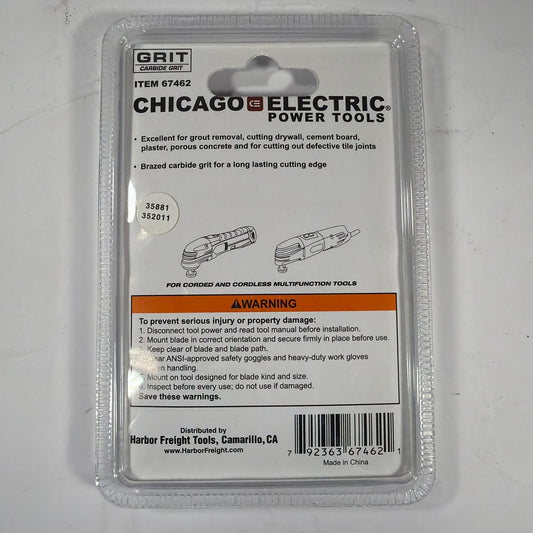 Chicago Electric 67462 2-5/8 in Carbide Grit Oscillating Multi-Tool Blade