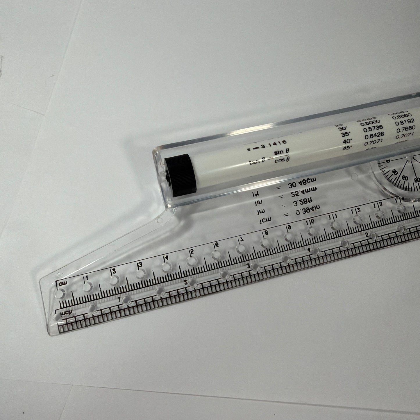 30cm Clear Drafting Ruler with Protractor and Formula Tube Made in Taiwan
