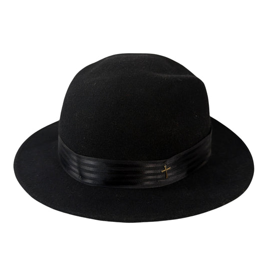 Steve Harvey Collection Black Wool Fedora Hat Large Made in USA