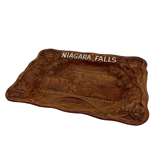 Vintage Arrow Novelty Co Niagara Falls Faux Wood Souvenir Tray