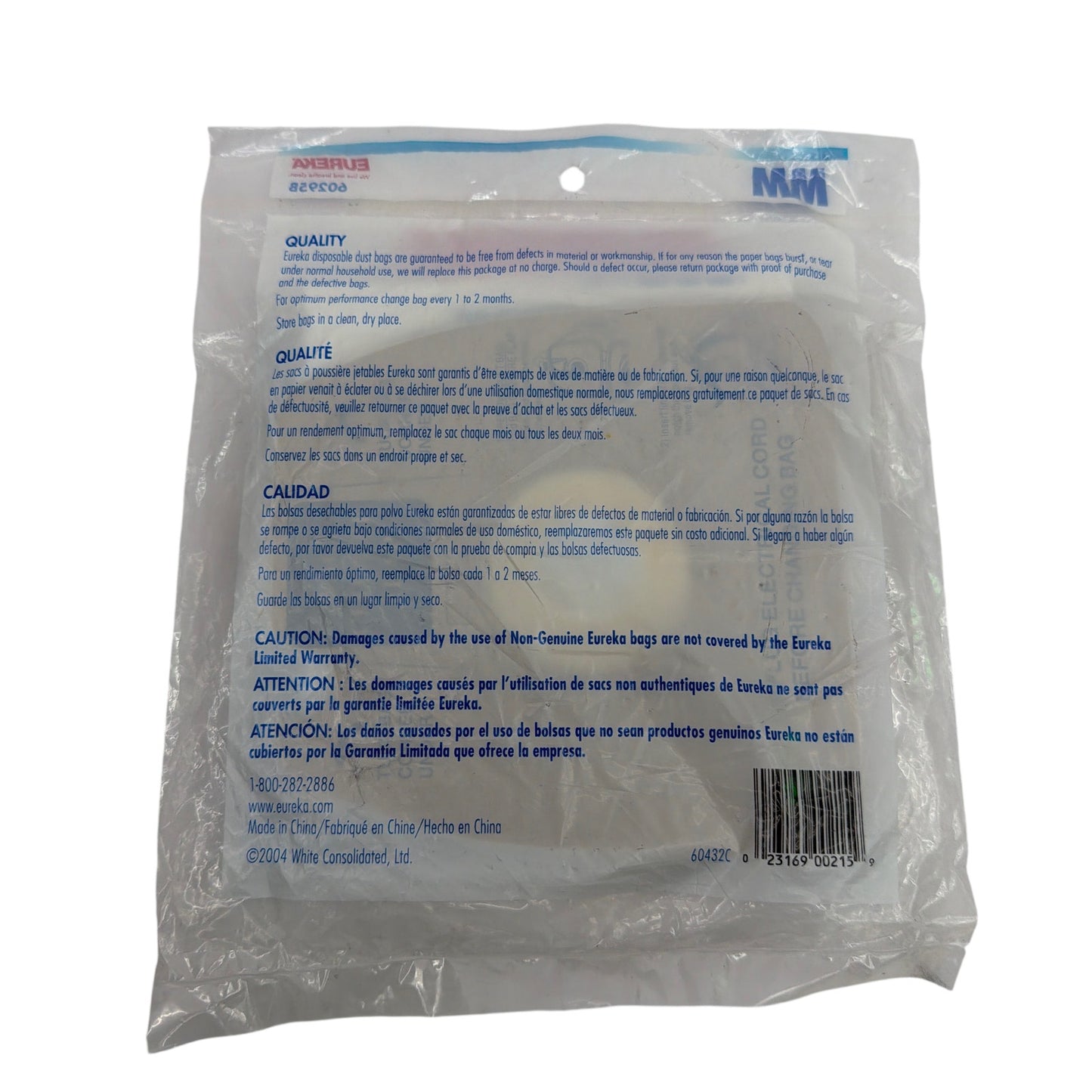 Eureka MM Disposable Vacuum Dust Bags 60295B Pack of 3 for Series 3670 3680