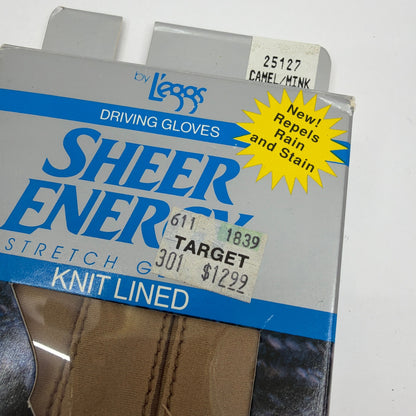 Vintage L'eggs Sheer Energy Driving Gloves Camel Mink One Size Knit Lined