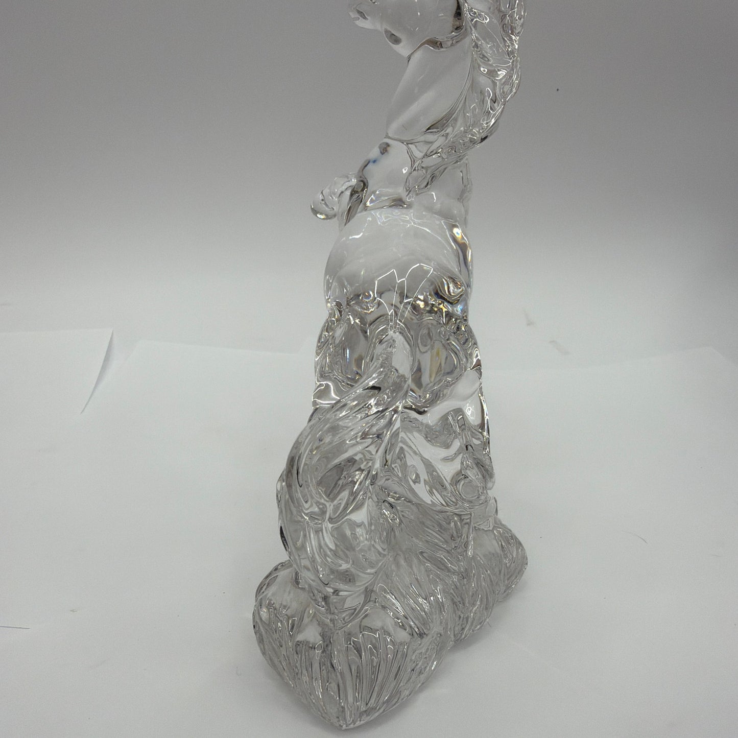 Clear Glass Rearing Horse Figurine 7 1/4 in Tall