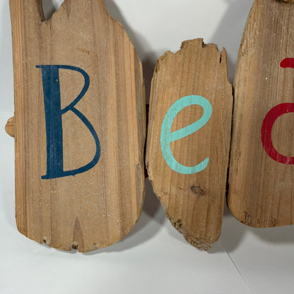 Rustic Wooden Beach Hanging Sign 14 x 9 x 1 in
