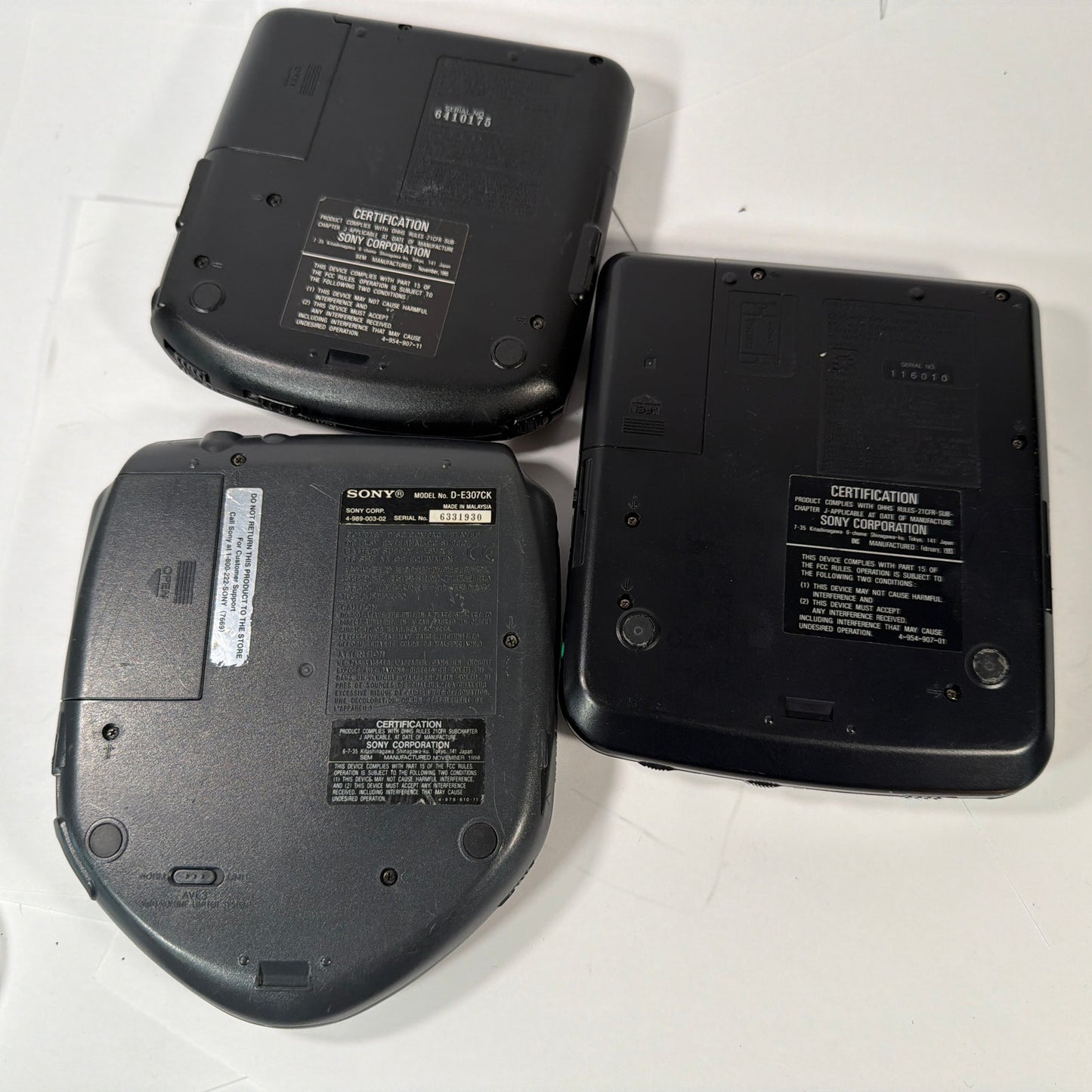 Sony Discman CD Player Lot D-141 D-125 D-E307CK For Parts Repair