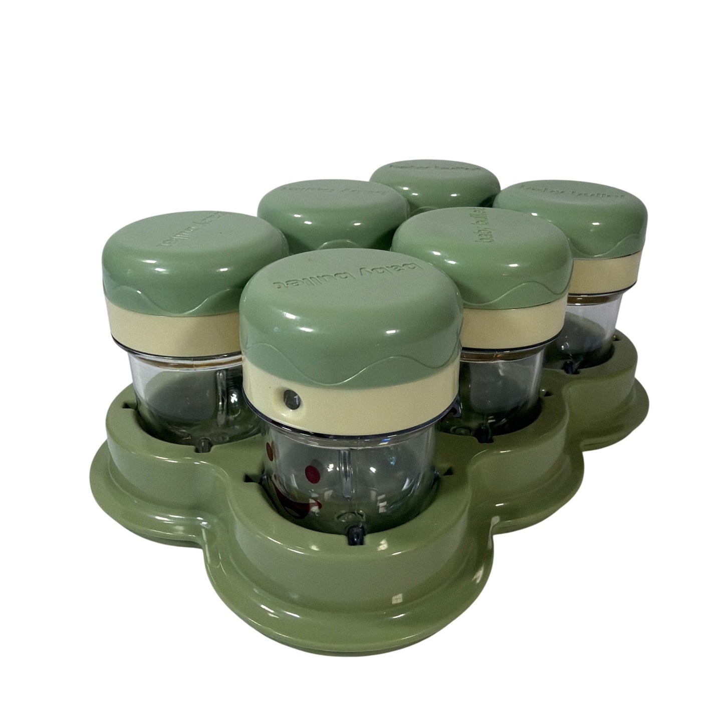 Baby Bullet Baby Food Storage Cups Set of 6 with Tray Green/Cream