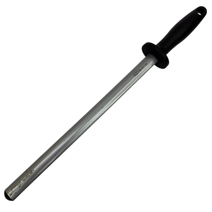 Winco Acero KFP-122 12 in Oval Diamond-Coated Sharpening Steel Black Handle NSF