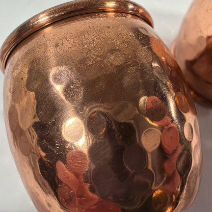 Set of 2 Mini Hammered Copper Moscow Mule Mugs 2 in Tall Brass Handles