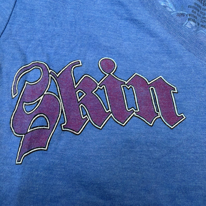 Skin Industries Womens Large Blue V-Neck Graphic T-Shirt Wings