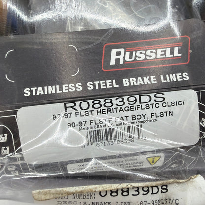 Russell R08839DS Stainless Rear Brake Line for Harley Softail FLST FLSTC FLSTF