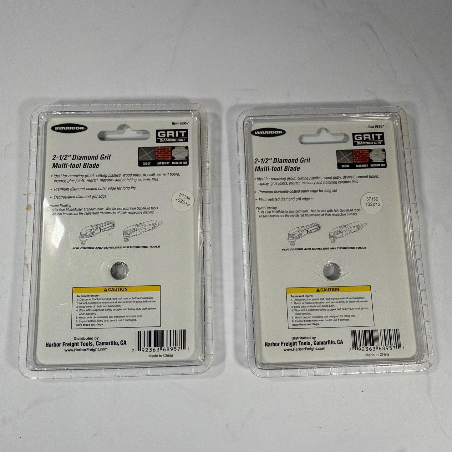 Lot of 2 Warrior GRIT 2-1/2 in Diamond Grit Multi-Tool Blade 68957