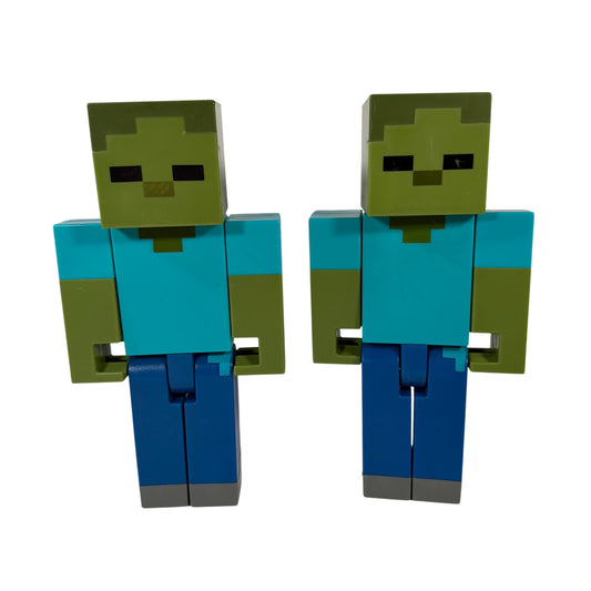 Minecraft Zombie Large Scale Action Figures Lot of 2 Approx 8.5 in