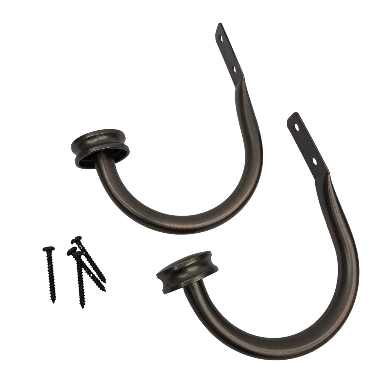 Set of 2 Oil Rubbed Bronze Scroll Curtain Holdbacks with Screws