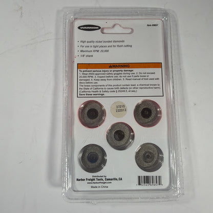 Warrior 5-Piece Rotary Diamond Cutting Discs Set 1/8 in Shank Item 69657