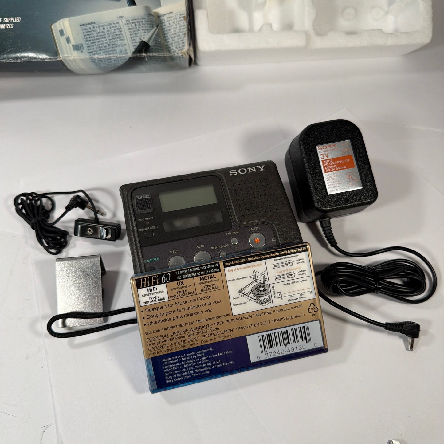 Sony Pressman TCM-77V VOR Auto Reverse Cassette Recorder Tested Working