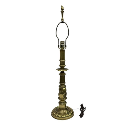 Vintage Stiffel Brass Torch Flame 33" Table Lamp w/ Harp & Finial