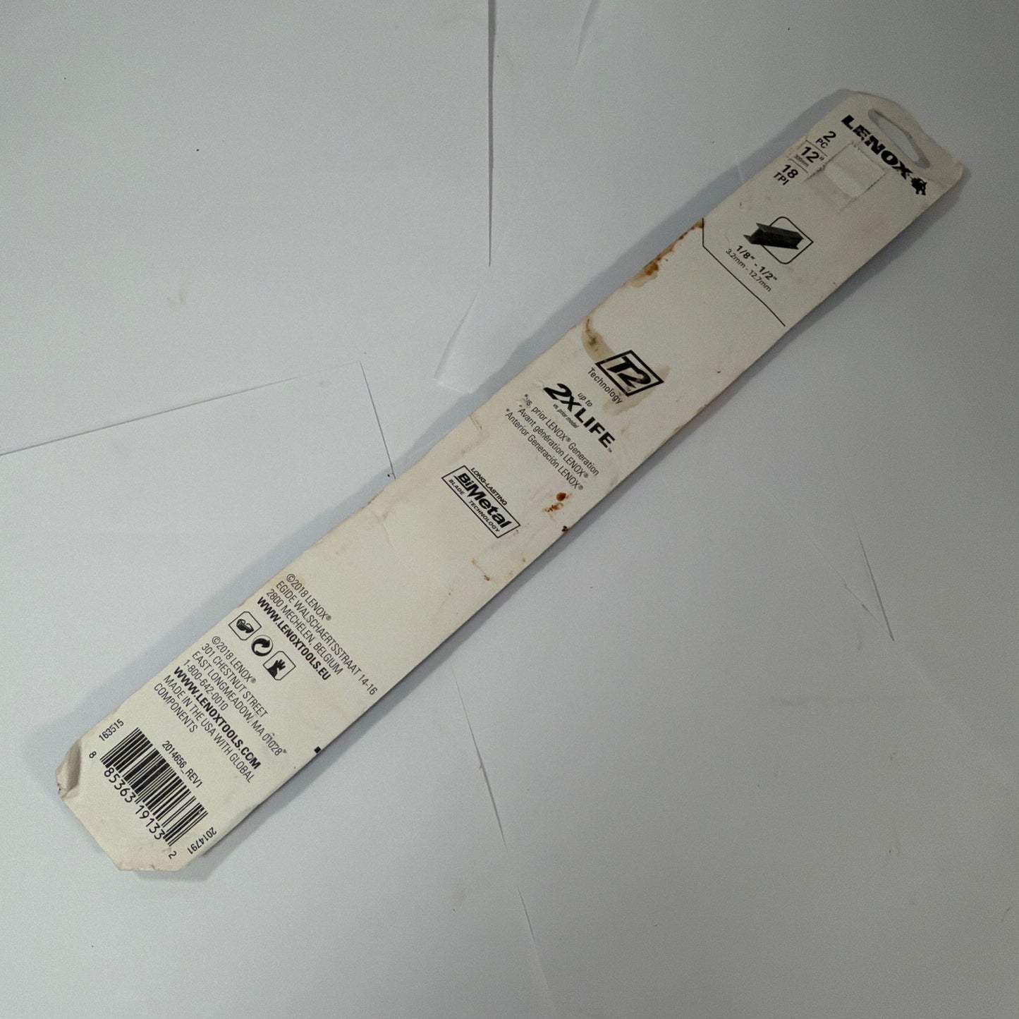 Lenox 218HE Bi-Metal Hacksaw Blades 12 in 18 TPI 2-Pack