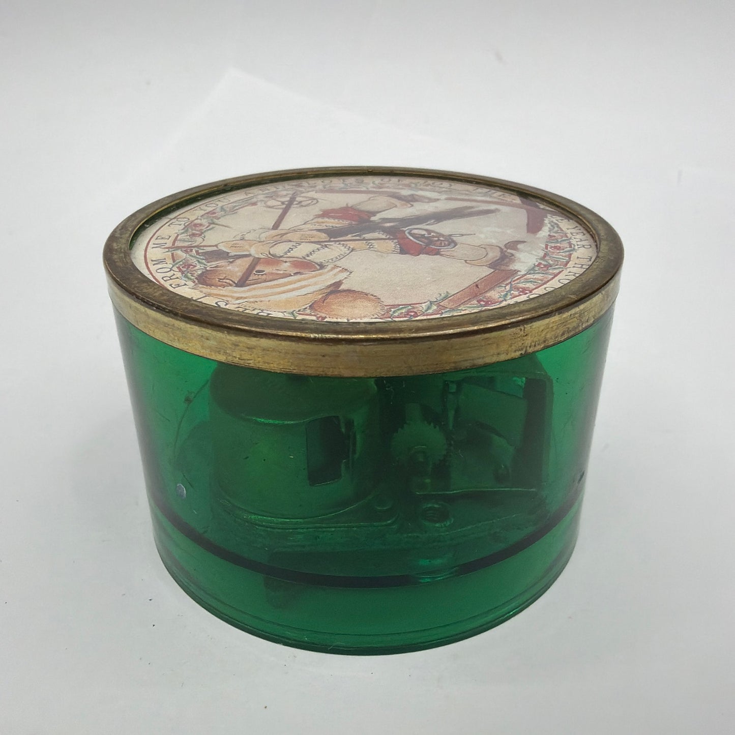 Enesco Lucie Attwell Let It Snow Music Box Green 1990 Taiwan Tested