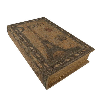 Paris Eiffel Tower Carte Postale Faux Book Storage Keepsake Box 11in