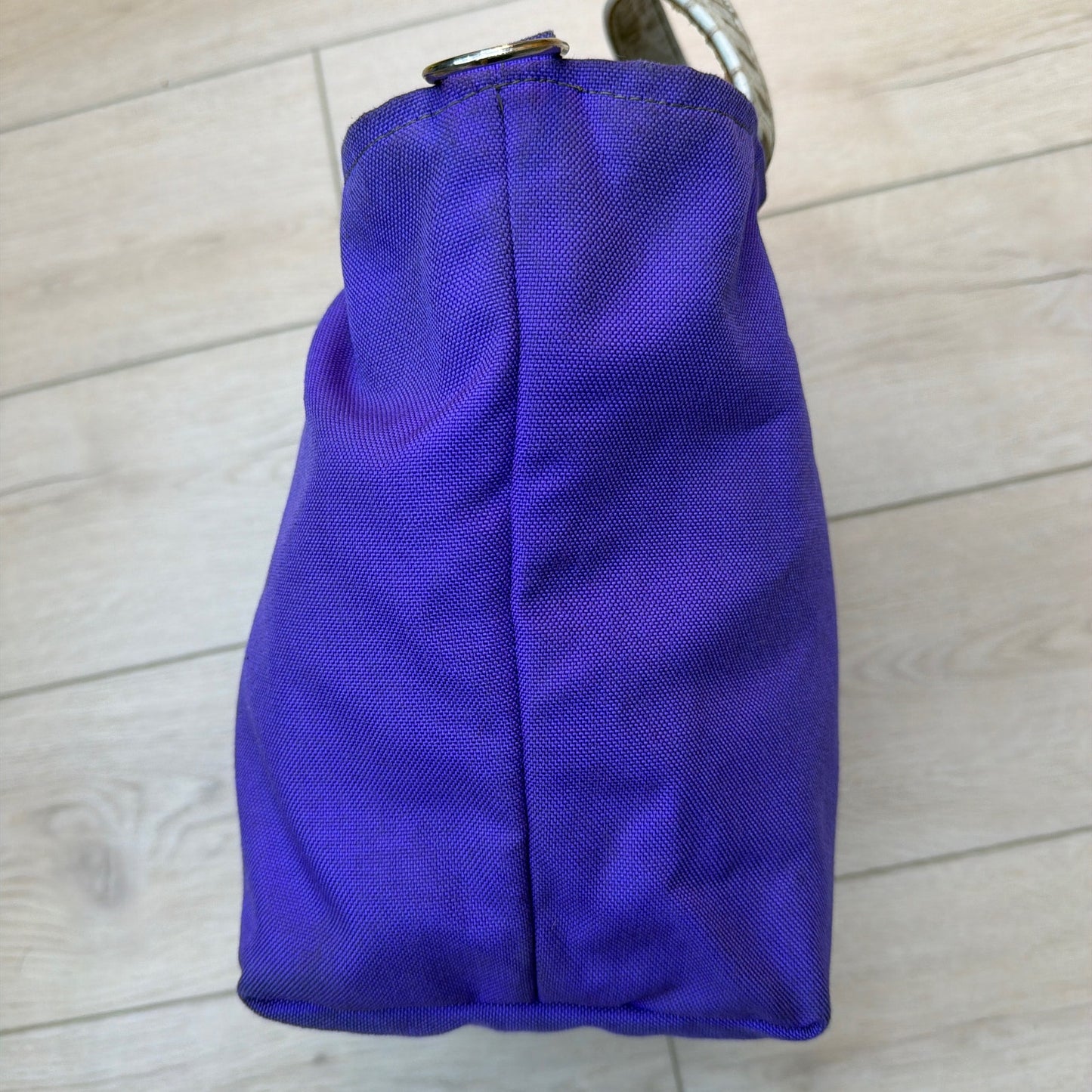 Laurel Dasso Purple Woven Tote Bag Croc Embossed Leather Trim 16x10x7