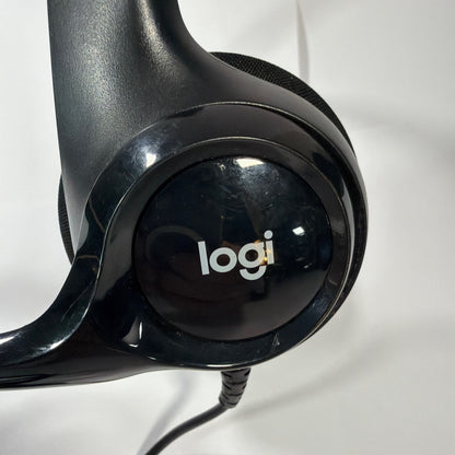 Logitech Logi Black USB Wired Headset with Boom Mic Tested Working